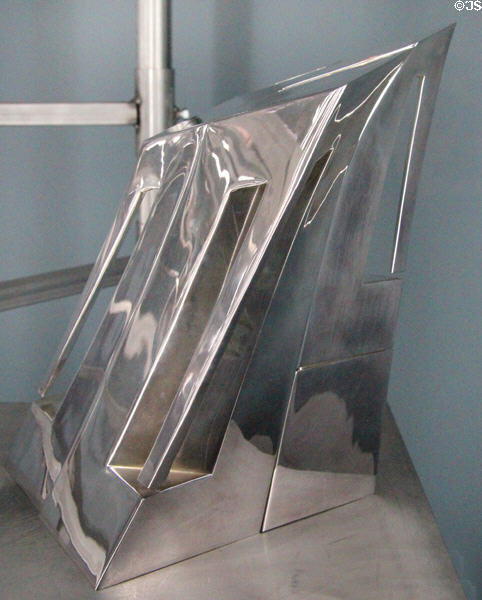 Silver tea & cafe service (1996) by Zaha Hadid for Sawaya & Moroni of Italy at Musées des Arts Décoratifs. Lyon, France.