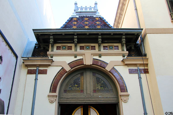 Facade detail at Lumière Museum. Lyon, France.