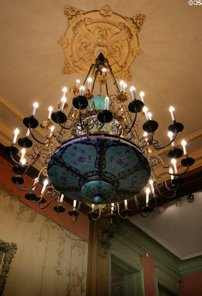Stairwell chandelier at Lumière Museum. Lyon, France.
