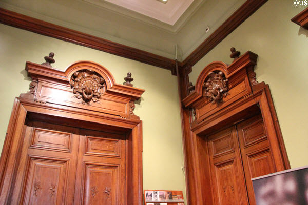Woodwork of doorways at Lumière Museum. Lyon, France.