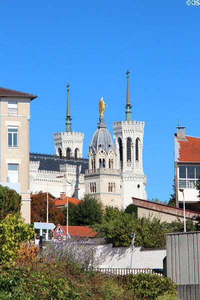 Towers of Basilique Notre-Dame de Fourvière. Lyon, France.