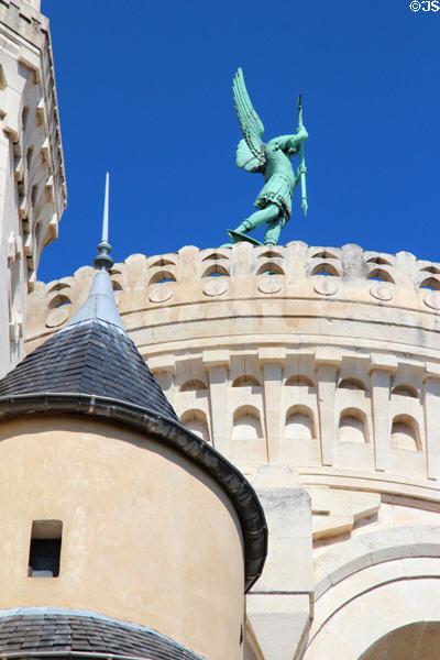 St Michael atop Basilique Notre-Dame de Fourvière. Lyon, France.