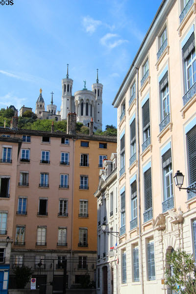 Square in Vieux Lyon (old town) at base of Fourvière Hill. Lyon, France.