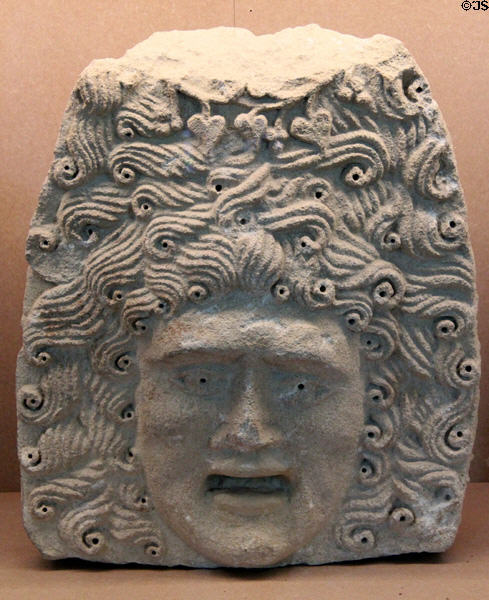 Roman stone funerary mask of tragic figure (2ndC) at Papal Palace. Avignon, France.