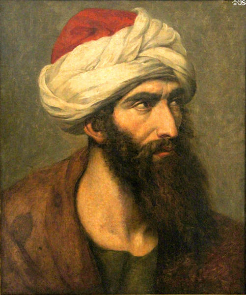 Head of turbaned man painting (c1820) by Anne-Louis Girodet at Calvet Museum. Avignon, France.