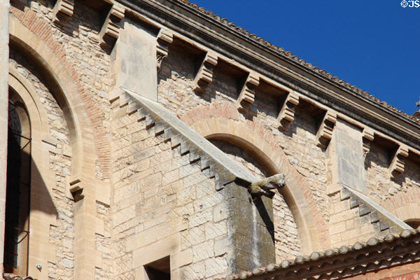 Buttress of La Cathédrale Notre-Dame-et-Saint-Castor. Nimes, France.