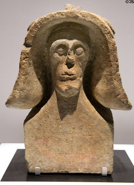 Incised relief male bust (7th-6thC BCE) from St Anastasie (Gard) at Musée de la Romanité. Nimes, France.