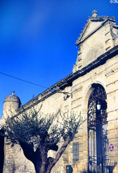 Wall of former Episcopal Palace now local town museum. Uzès, France.
