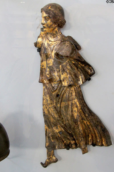 Gilded bronze Roman-era relief figure of Victory at Arles Antiquities Museum. Arles, France.
