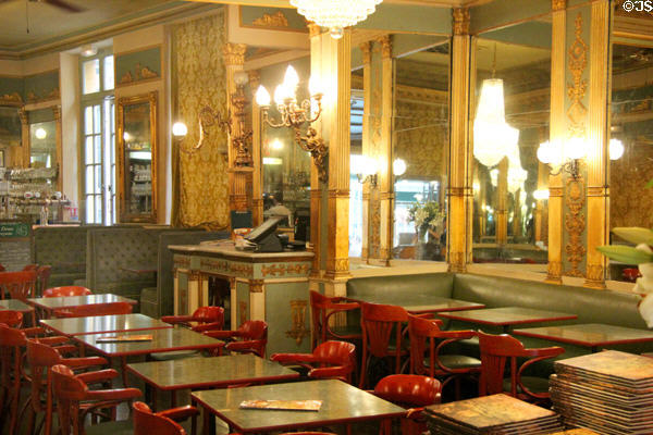 Original antique interior of Les Deux Garçon restaurant on cours Mirabeau. Aix-en-Provence, France.
