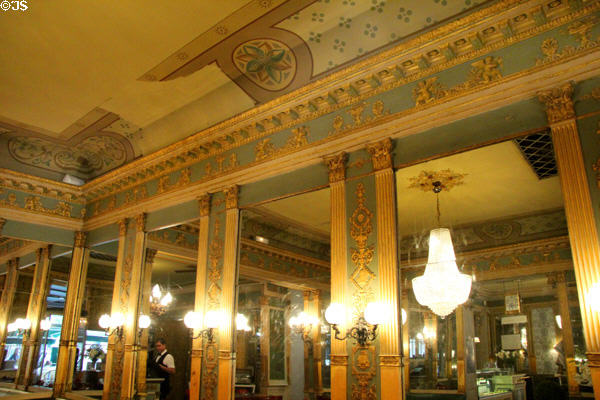 Original antique interior of Les Deux Garçon restaurant on cours Mirabeau. Aix-en-Provence, France.