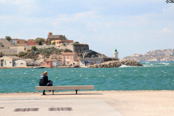 Lighthouse at mouth of Marseille harbor. Marseille, France.