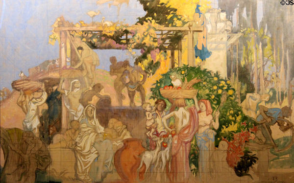 Study for decoration of Radio City Music Hall, Rockefeller Center in New York aquarelle (1930) by Frank Brangwyn at Orange museum of art & history. Orange, France.