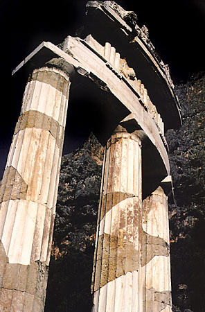 Tholos in Delphi (Delfi) was built in 4th century BC and may have been a shrine to earth goddess Gaia. Greece.