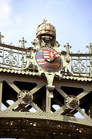 Detail of Liberty Bridge, Budapest. Hungary.