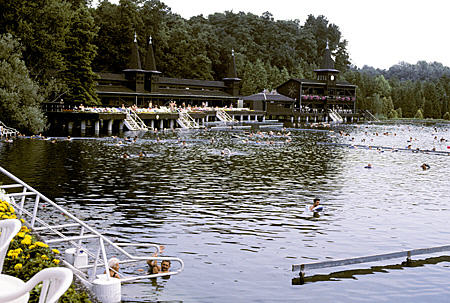 Hévíz Thermal Lake is 5ha/12ac large. Hungary.