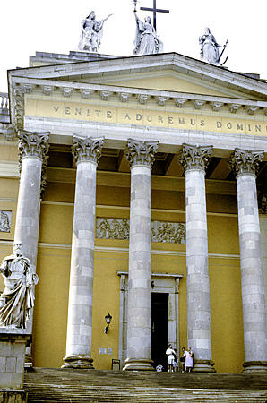Entrance of Basilica Érseki Foszékesegyház, Eger. Hungary.