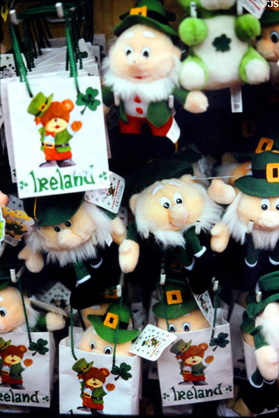 Leprechauns on street stand. Dublin, Ireland.