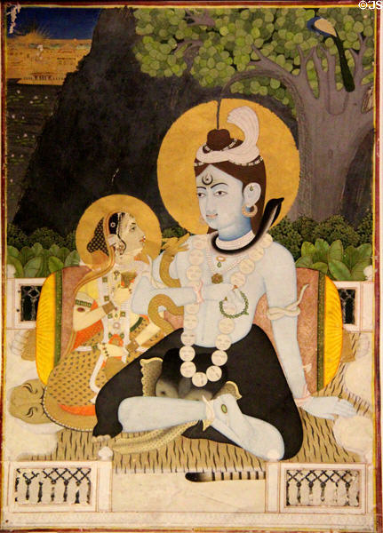 Graphic of Shiva & Parvati on Mount Kailash (19thC) from India at Chester Beatty Library. Dublin, Ireland.