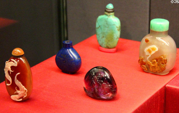 Collection of Chinese & Japanese snuff bottles at Chester Beatty Library. Dublin, Ireland.
