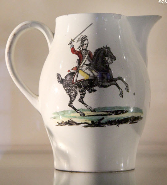 Creamware Irish volunteer jug (c1780) by Wedgwood at National Museum Decorative Arts & History. Dublin, Ireland.