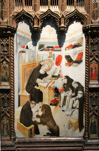St Jerome Translating the Gospels painting (c1450) by Nicolás Francés at National Gallery of Ireland. Dublin, Ireland.