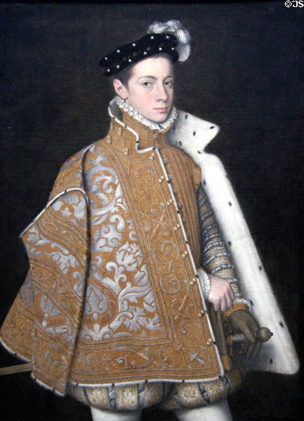 Prince Alessandro Farnese (later Duke of Parma) portrait (c1560) by Sofonisba Anguissola at National Gallery of Ireland. Dublin, Ireland.