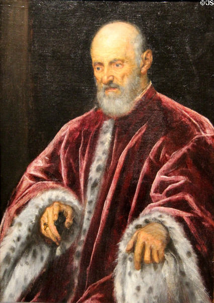 Venetian Senator painting (1575-80) by Jacopo Tintoretto at National Gallery of Ireland. Dublin, Ireland.