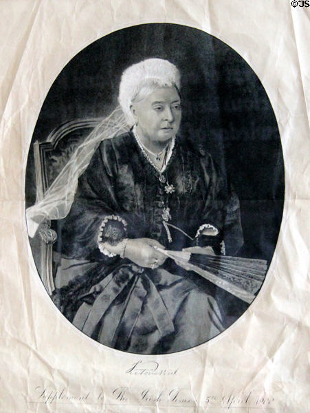 Graphic of Queen Victoria for Irish Times for her visit on April 5, 1900 at Little Museum of Dublin. Dublin, Ireland.