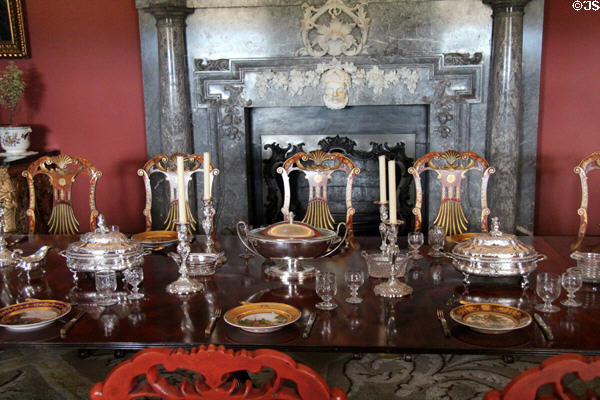 Dining room table service at Russborough House. Ireland.