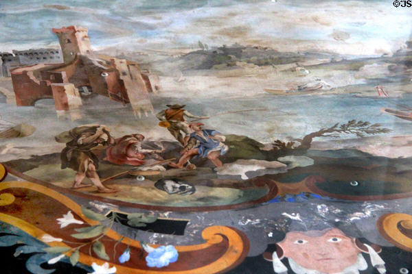 Stone inlaid scagliola table top from Florence at Russborough House. Ireland.
