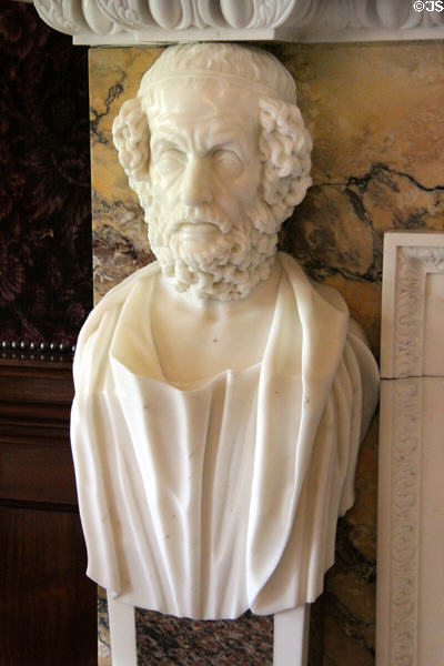 Detail of Homer on Fireplace by Thomas Carter the Younger of London in the saloon at Russborough House. Ireland.