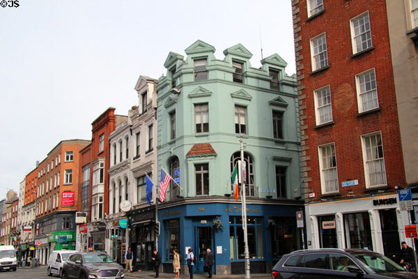 Dame St. streetscape at Temple Lane South. Dublin, Ireland.