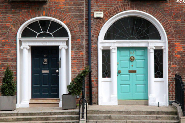 Merrion Square is noted for its variety of Georgian-style doors. Dublin, Ireland.