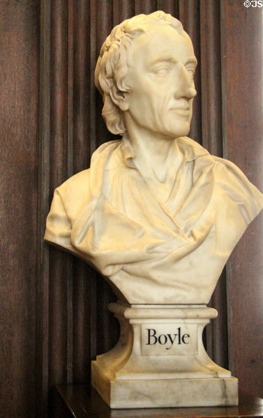 Bust of Robert Boyle, English chemist (1627-1691) at Old Trinity Library. Dublin, Ireland.
