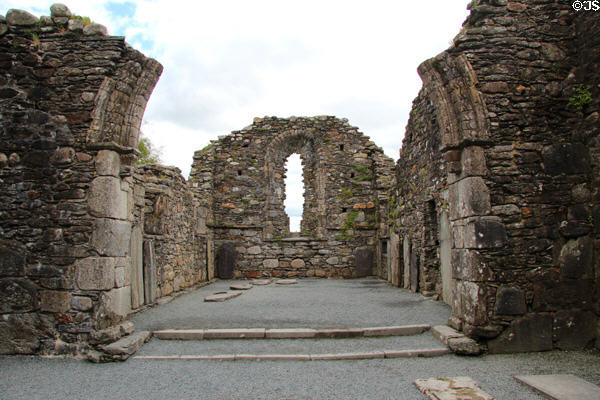 Romanesque cathedral ruins at Glendalough. Ireland.