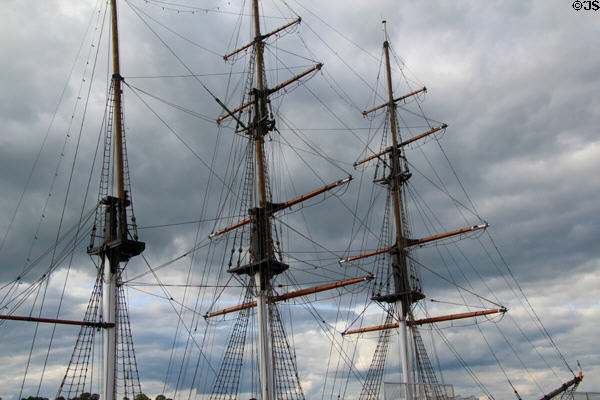 Masts of Dunbrody Famine Ship. New Ross, Ireland.