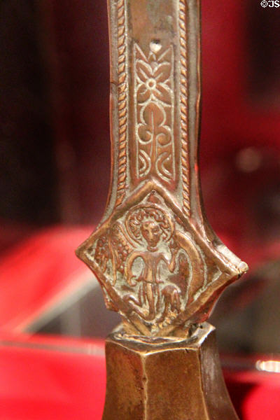 Winged angel of Evangelist Matthew on Waterford altar cross (c1450) at Museum of Treasures. Waterford, Ireland.