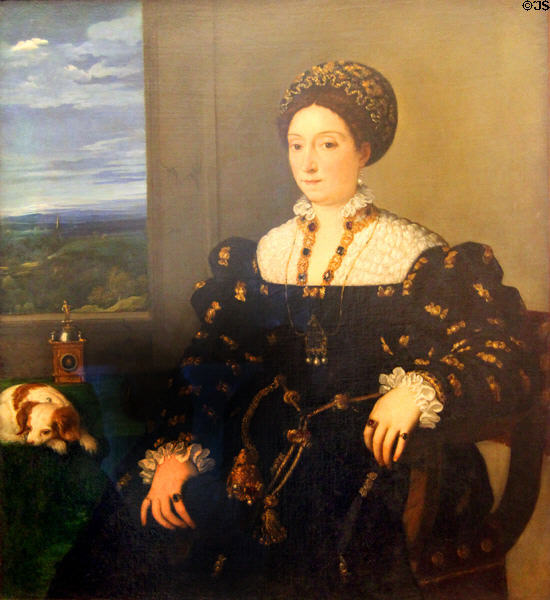 Portrait of Eleonora Gonzaga (1536-7) by Titian (aka Tiziano Vecellio) at Uffizi Gallery. Florence, Italy.