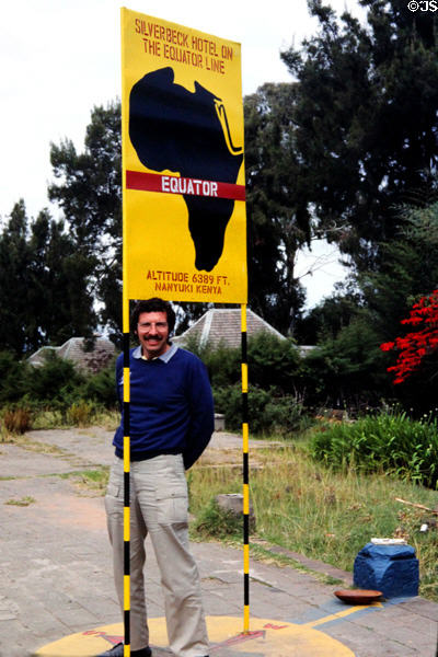 Straddling Equator south of Nanyuki in highlands of Kenya.