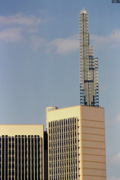 Communications tower on top of highrise in Nairobi. Kenya.