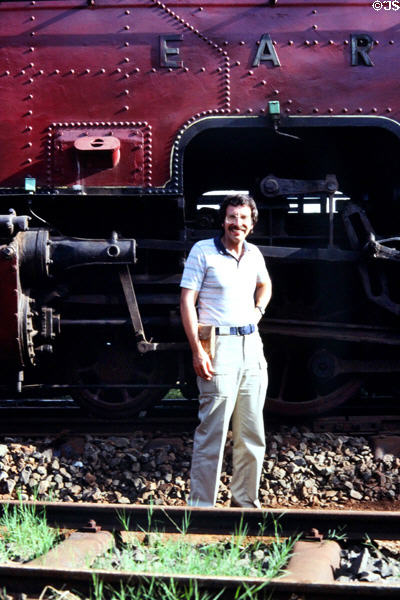 East African Railway red steam locomotive at Railway Museum in Nairobi. Kenya.