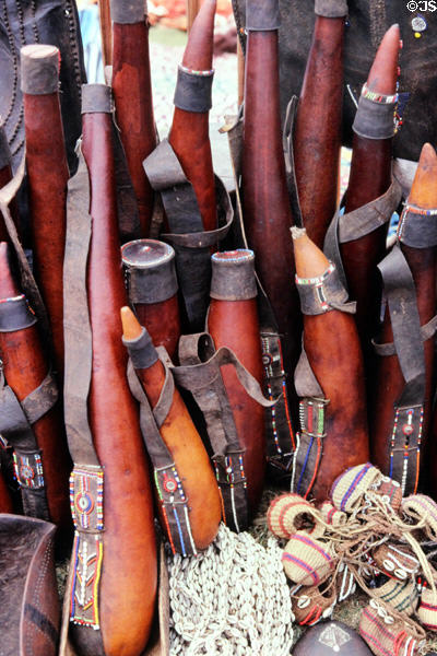 Masai gourds used for mixing milk & blood of cattle. Kenya.