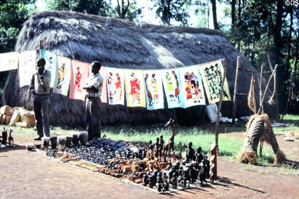 Crafts for sale in Bomas, a cultural center near Nairobi. Kenya.