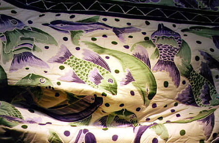 Various fish on a hanging designed by Caribelle Batik near Castries. St Lucia.
