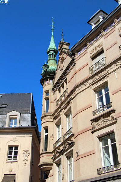 Turreted building in historic core of city. Luxembourg, Luxembourg.