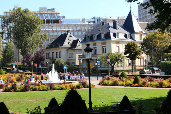 Municipal Park, a large arc-shaped green space designed by French architect Édouard André after demolition of a fortress in 1867. Luxembourg, Luxembourg.