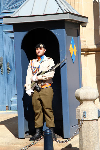 Military guard in front of Grand Ducal Palace. Luxembourg, Luxembourg.
