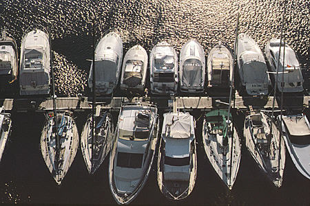 Yachts seen from Palace heights in Monaco.