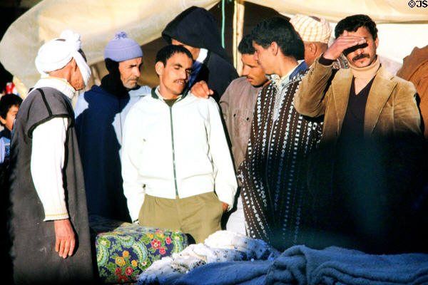 Men in souk of Midelt. Morocco.